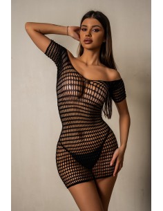 Robe courte résille à mailles larges - J Lingerie 2