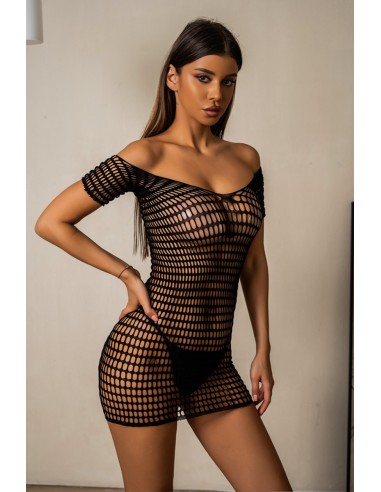 Robe courte résille à mailles larges - J Lingerie