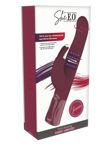 Vibro Rabbit rotatif triple stimulation XXL - She.E.O