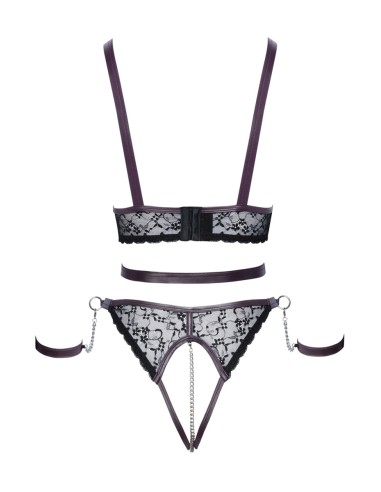Ensemble ouvert 3 pièces noires - Cotelli Bondage 
