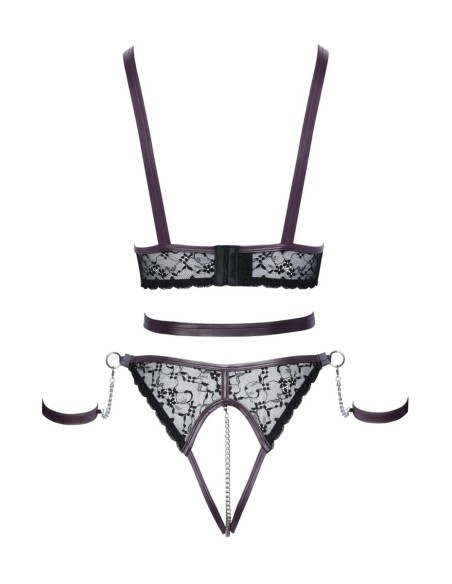 Ensemble ouvert 3 pièces noires - Cotelli Bondage 